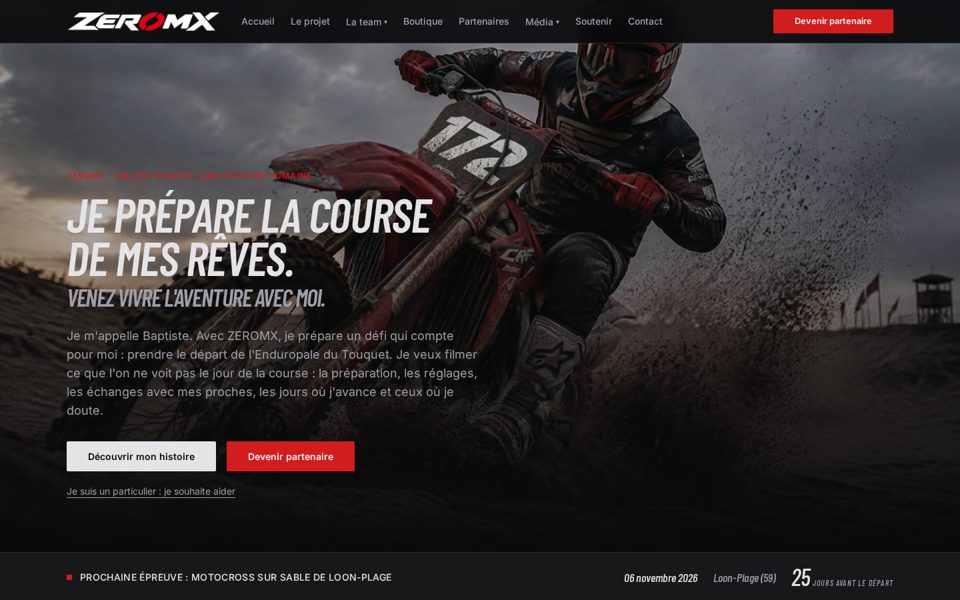 Aperçu de la page d’accueil du site ZEROMX